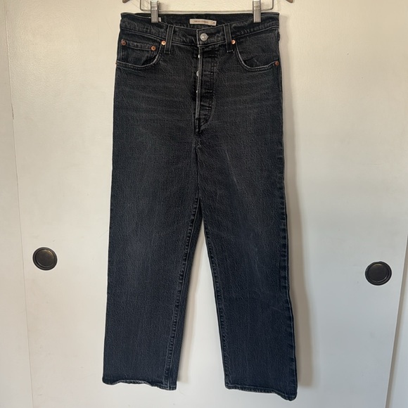 Levi's Premium Charcoal Button-Fly Ribcage Straight Jeans - Picture 1 of 5